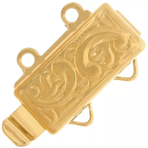 Chiusura a clip rettangolare a 2 file 12x9,5 mm - motivo arabesco - Dorato x1