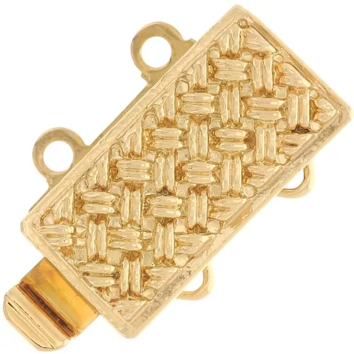 Chiusura a clip rettangolare a 2 file 13x9,5 mm - motivo a intreccio - dorato x1