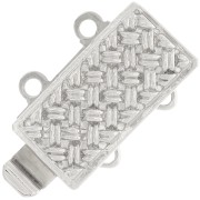 Chiusura a clip rettangolare a 2 file 13x9,5 mm - motivo a intreccio - Bronzo bianco x1