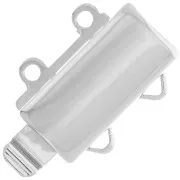 Chiusura rettangolare a due file con clip, 13x10 mm - Bronzo bianco x1