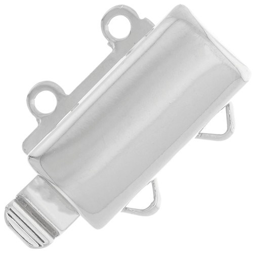 Chiusura a clip rettangolare a 2 file 12x10 mm - Rodio x1