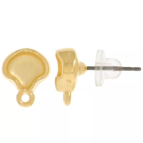 Cymbal- Orecchini perno per Ginko 12x10 mm - Kamares - Dorati con oro fino x2