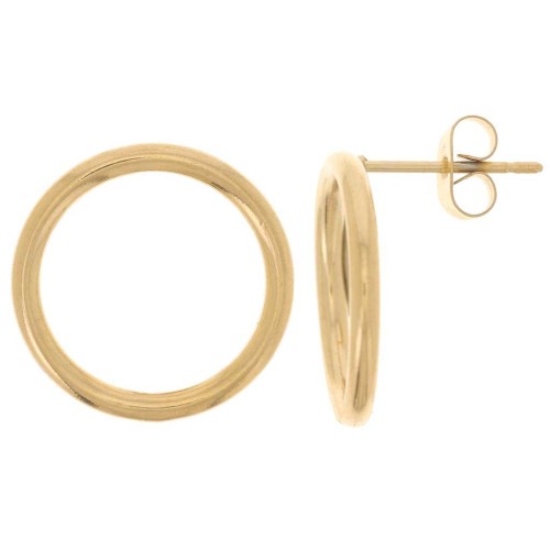 Orecchini a cerchio scavato da 18 mm - Acciaio inossidabile 304L dorato x2