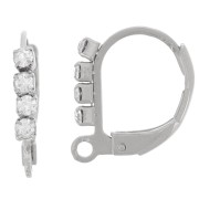 Orecchini a bottone con strass da 14 mm e anello aperto - Acciaio inossidabile 304L x2
