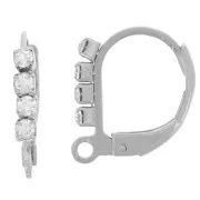 Orecchini a bottone con strass da 14 mm e anello aperto - Acciaio inossidabile 304L x2