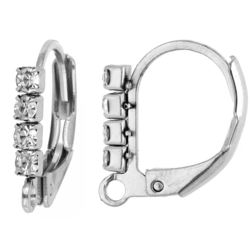 Orecchini a bottone con strass da 14 mm e anello aperto - Acciaio inossidabile 304L x2