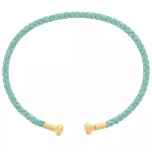 Bracciale in cordino ritorto con estremità svitabile - Verde acqua - oro fino