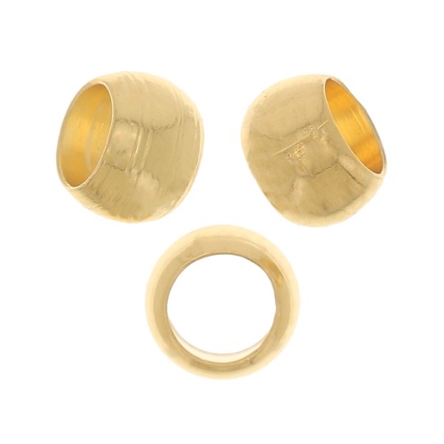 Perline rotonde schiacciabili 4 mm - Dorate in oro fino x25