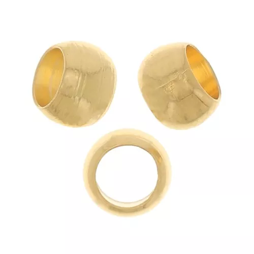 Perline rotonde schiacciabili 4 mm - Dorate in oro fino x25