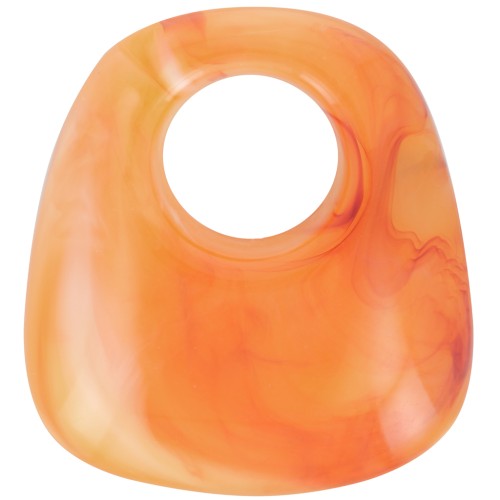 Pendente a trapezio in resina trasparente 23x21 mm - Albicocca marmorizzato x1