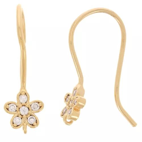 Ganci per orecchie a fiore e ossido di zirconio - oro fino x2