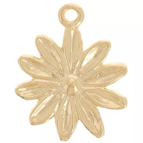 Ciondolo fiore di margherita 11 mm - Dorato in oro fino x1