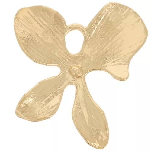 Pendente con fiore strutturato 15x13 mm - Dorato in oro fino x1