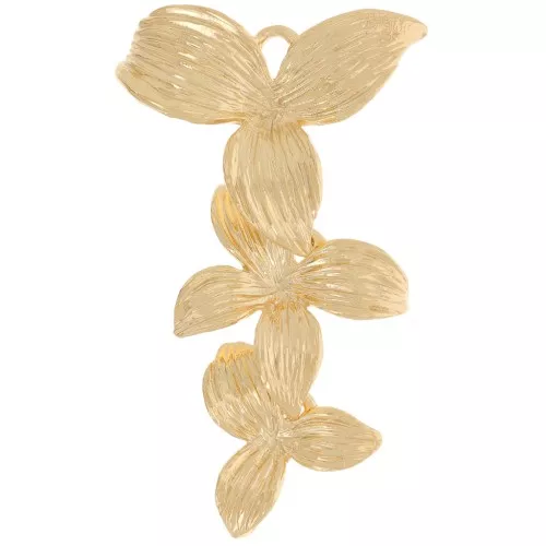 Pendente a 3 fiori testurizzati 31x19 mm - Dorato in oro fino x1