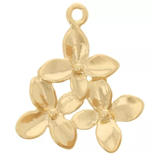 Pendente a 3 fiori 17x15 mm - Dorato in oro fino x1