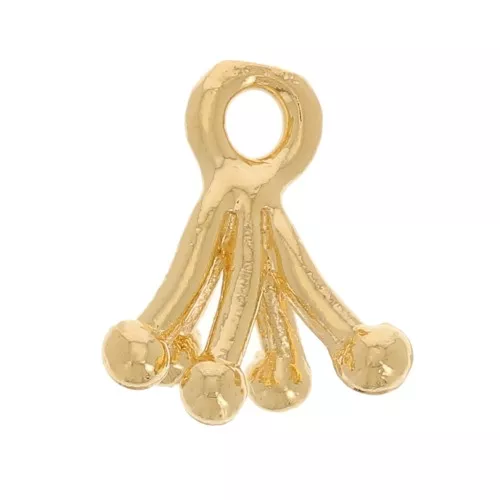 Ciondolo a forma di mini fiore di pistillo 8,5x7 mm - Dorato in oro fino x1