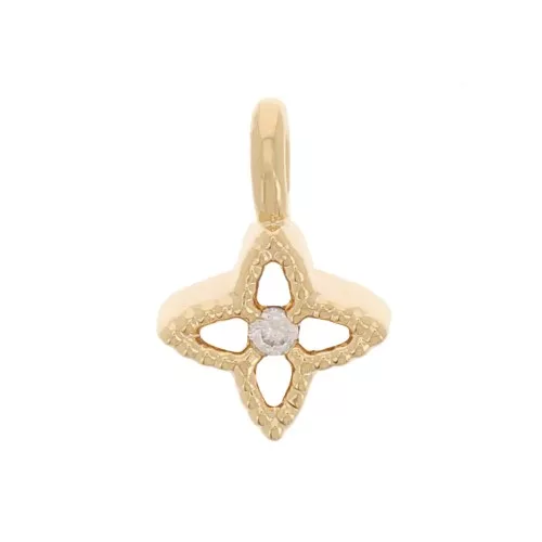 Mini fiore da 5 mm con ossido di zirconio - Dorato in oro fino - Cristallo x1
