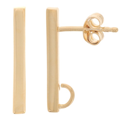 Orecchini perno 18x2 mm con anello aperto - placcato oro 3 micron x2