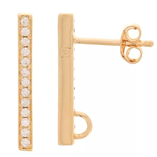Orecchini 19x2 mm con ossidi di zirconio - Placcato oro 3 micron x2