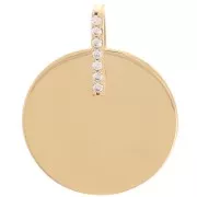 Pendente con zirconi tondi 18 mm - placcato oro 3 micron x1