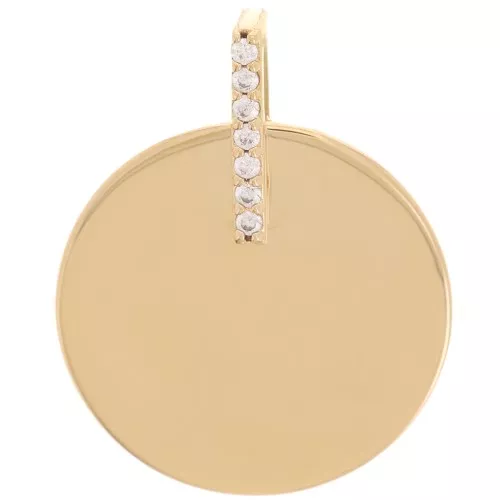 Pendente con zirconi tondi 18 mm - placcato oro 3 micron x1
