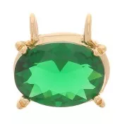Pendente ovale in ossido di zirconio 8x8,5 mm - Placcato oro 3 micron - Verde x1
