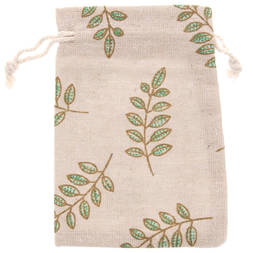 Borsa Policotone effetto juta 95x140 mm motivo fogliame - Beige - Multi-verde x1