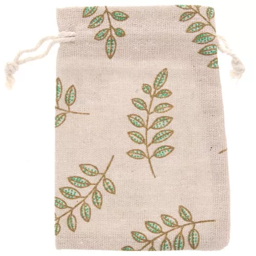 Borsa Policotone effetto juta 95x140 mm motivo fogliame - Beige - Multi-verde x1