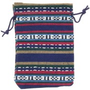 Borsa in tela sintetica effetto juta 95x140 mm - motivo etnico - Multicolore x1|raw }}