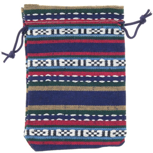 Borsa in tela sintetica effetto juta 95x140 mm - motivo etnico - Multicolore x1