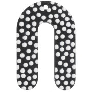 Pendente U in acetato 32x21 mm - motivo a pois - Nero - Bianco x1|raw }}