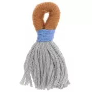 Pompon grande in cotone con gancio 43 mm - Grigio - Cammello x1