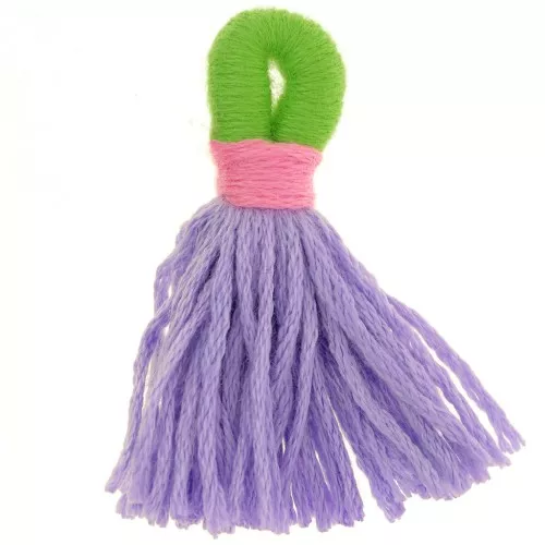 Pompon grande in cotone con gancio 43 mm - Viola - Verde x1
