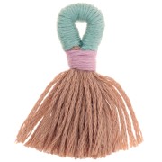 Pompon grande in cotone con gancio 43 mm - Marrone - Verde salvia x1|raw }}