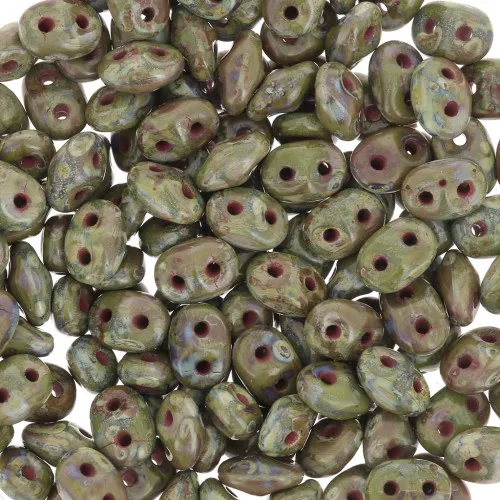 SuperDuo mm. 2.5x5 Opaque Olivine Picasso x10g