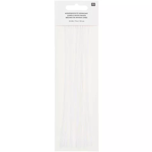 Set di 20 stoppini piatti cerati da 20 cm per candele - Design Rico - Bianco