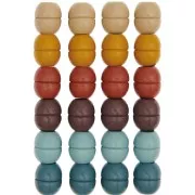 Set di 24 perle di legno ovali a foro largo 22x18 mm per macramè - Colori terra