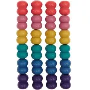 Set di 24 perline in legno a fori larghi 22x17 mm per macramè - Arcobaleno