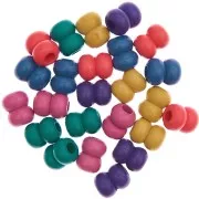 Set di 24 perline in legno a fori larghi 22x17 mm per macramè - Arcobaleno