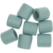 Set di 8 perline tubolari in legno a foro largo da 17 mm per macramè - Turchese