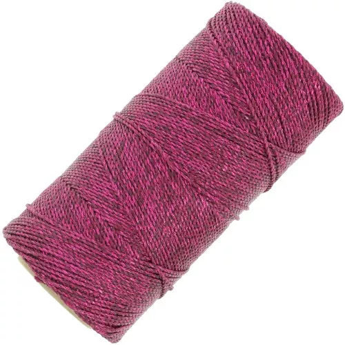 Bobina di filo cerato Linhasita - micro macramè 1,2mm Rosa scuro metallizzato x135m