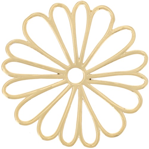 Pendente fiore scavato 40 mm - Dorato con oro fino x1