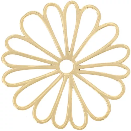 Pendente fiore scavato 40 mm - Dorato con oro fino x1