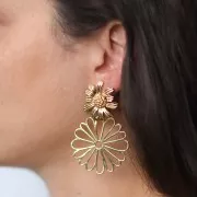 Pendente fiore scavato 40 mm - Dorato con oro fino x1