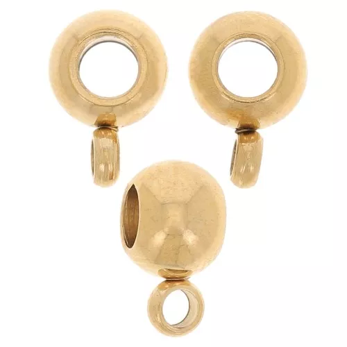 Perline attacca ciondolo 9x6mm per cordoncino da 2,5mm Acciaio inox dorato 304L x4