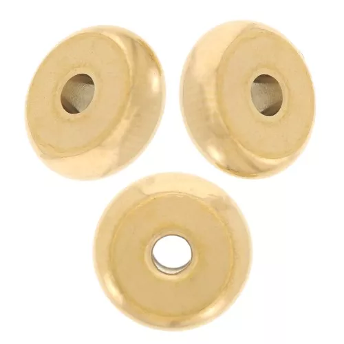 Perle di rondella Heishi - disco piatto 8x3 mm - Acciaio inox 304L dorato x10