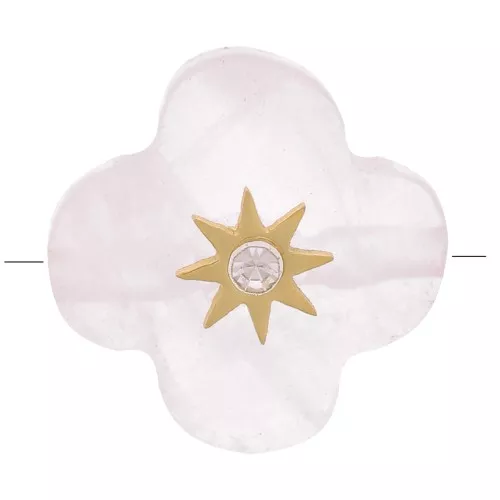 Perla sfaccettata da 13 mm in pietra semipreziosa- Quarzo rosa x1