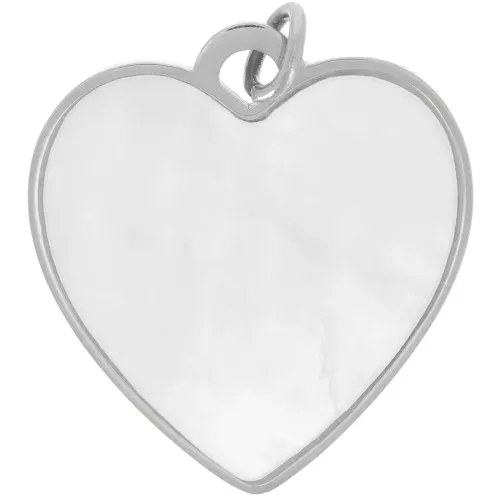 Pendente cuore in madreperla 19x17mm con anello aperto - Acciaio inox 316L x1