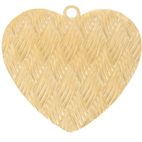 Pendente cuore con effetto intrecciato 24x27mm - Acciaio inox 304L dorato x1