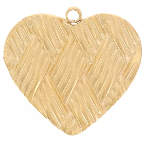 Pendent cuore con effetto intrecciato 15x16 mm - Acciaio inox 304L dorato x1